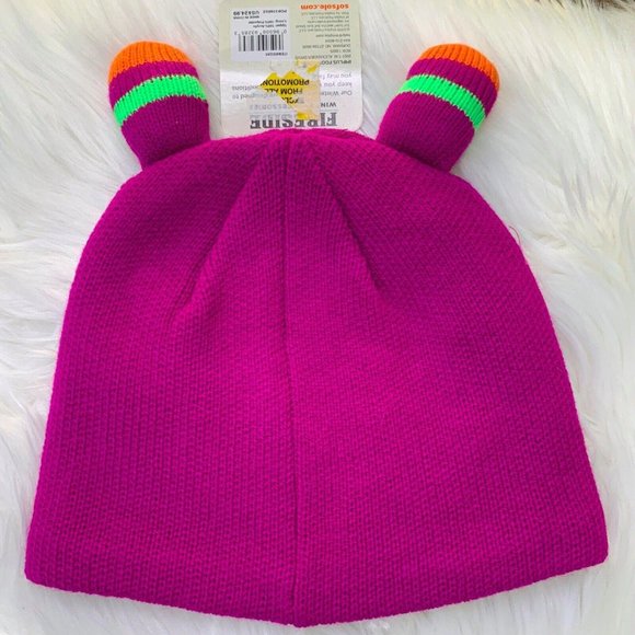 2 - NWT Sofsole Fireside Fleece lined Beanie hats Purple monster& Pom Pom Youtth - Picture 3 of 7